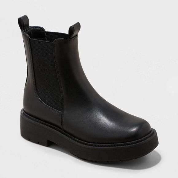 A New Day Shoes - A New Day - A New Day Women's Faux Leather Ankle Chelsea Boots Black